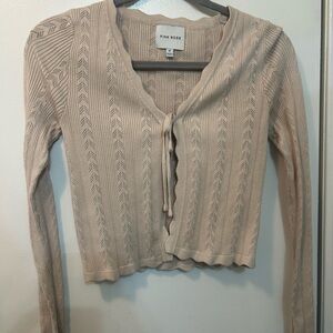 Pink Rose Light Beige Knit Crop Top